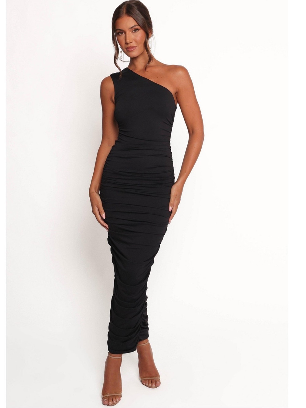 Petal &‎ Pup Reia One Shoulder Midi Dress Size L Black